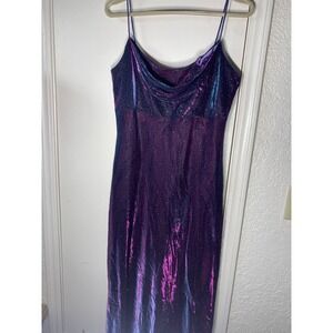 Betsy & Adam Galaxy Iridescent Sparkle Gown Formal Dress Party Color Shift Y2K